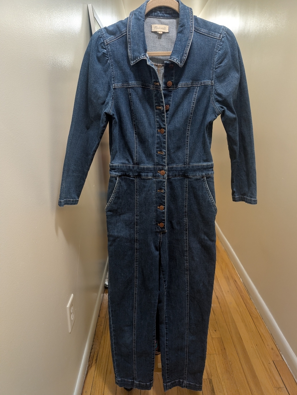 Madewell Denim Jumpsuit Puff Sleeve Size 6 - Picture 3 of 8